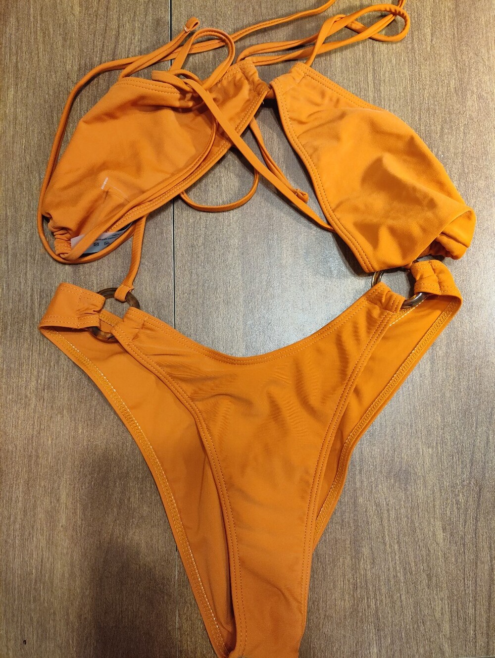 Women's Orange Triangle Bikini Set - Classic String Swimwear